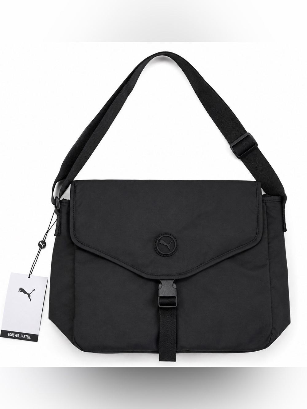 Puma Black Nylon Messenger Bag with Adjustable Strap NWT